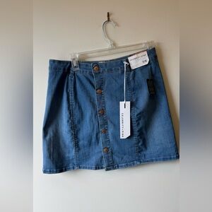 Celebrity Pink Button-Front Denim Mini Skirt